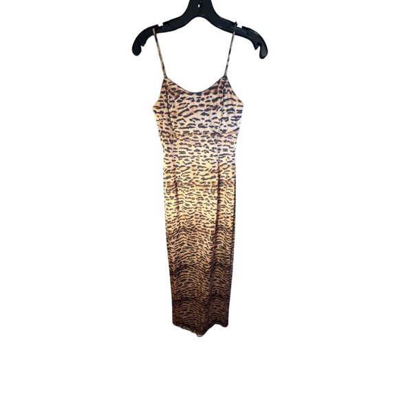 Vintage Jessica McClintock Gunne Sax Leopard Print Spaghetti Strap Dress Size XS - Picture 1 of 4